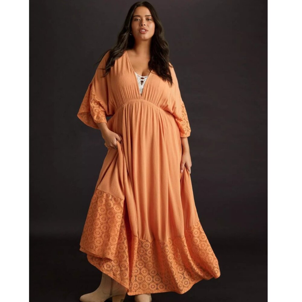 Torrid 2 Pheasant Festi Lace Trim Maxi Dress 2X 18 20 - Picture 6 of 11